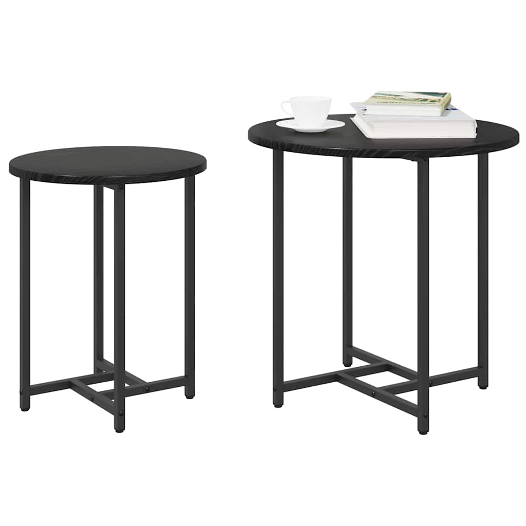 Beistelltisch-Set 2 stk. Schwarz Eichen-Optik 50 x 50 x 50 cm