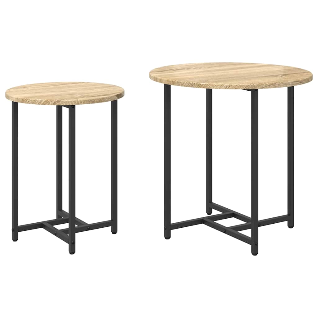 Beistelltisch-Set 2 stk. Sonoma Eiche und Schwarz