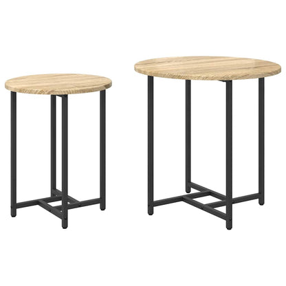 Beistelltisch-Set 2 stk. Sonoma Eiche und Schwarz
