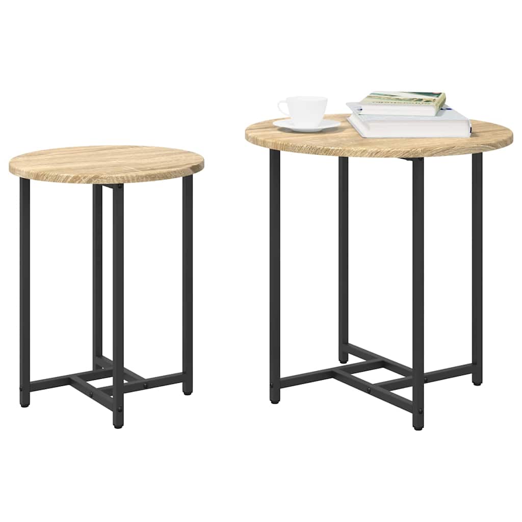 Beistelltisch-Set 2 stk. Sonoma Eiche und Schwarz