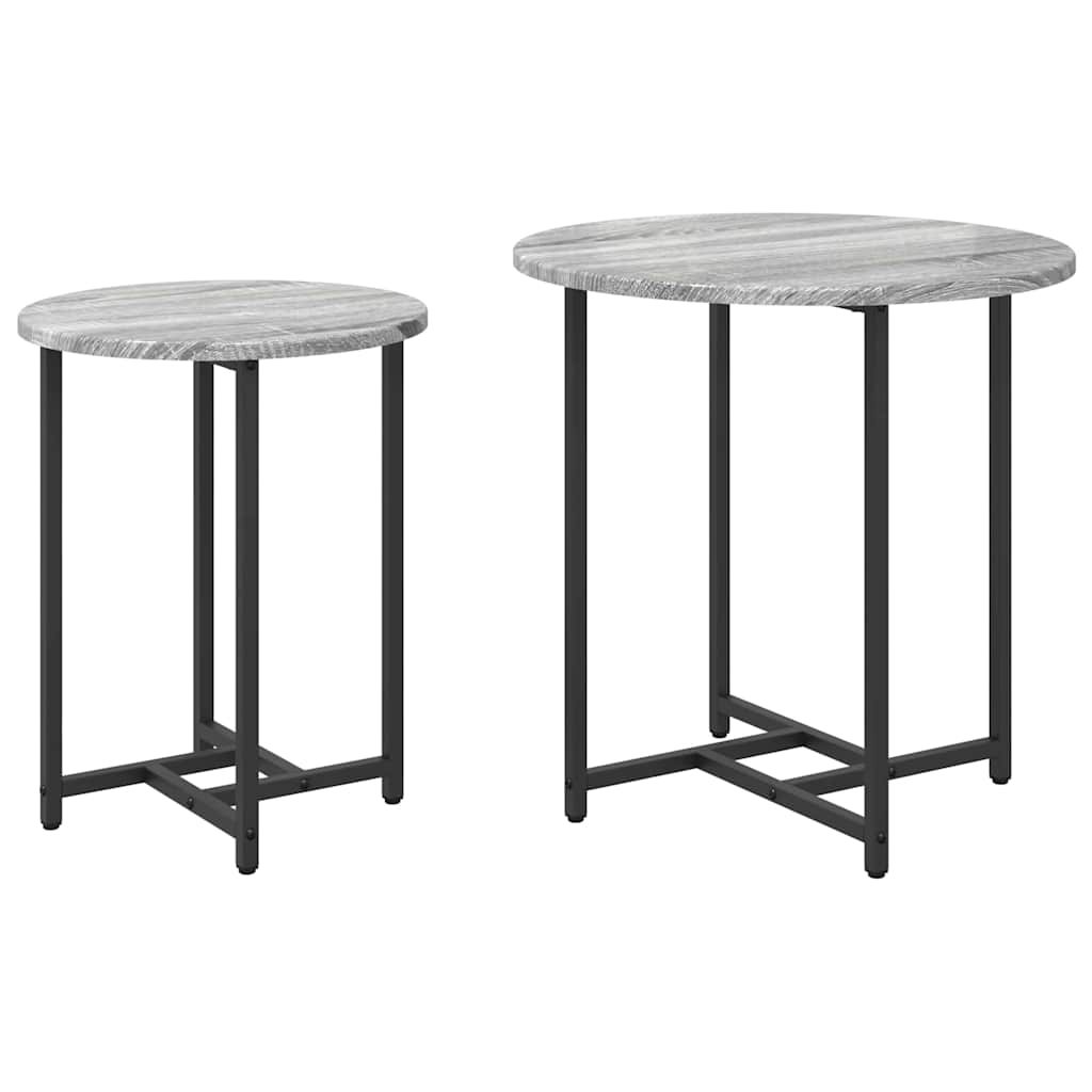 Beistelltisch-Set 2 stk. Grau Sonoma und Schwarz