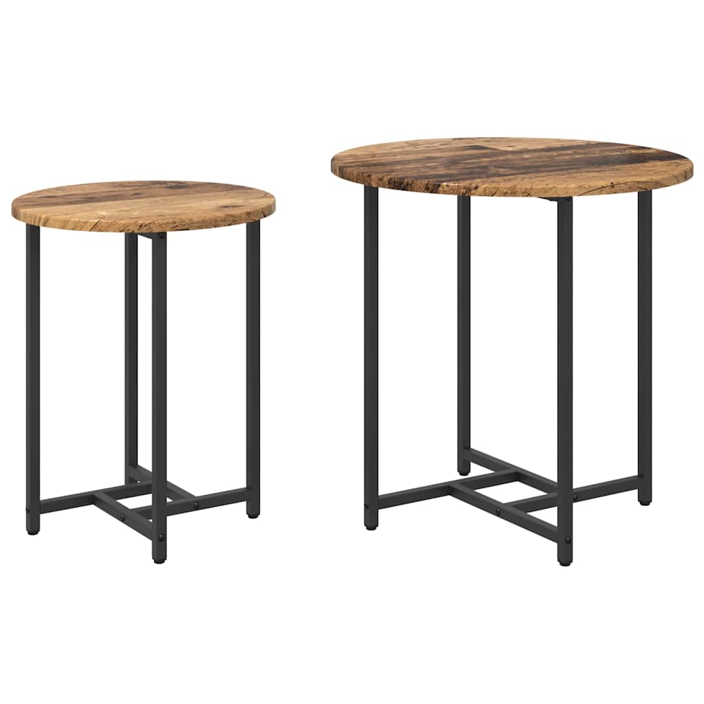 Beistelltisch-Set 2 stk. Altholz und Schwarz 50 x 50 x 50 cm