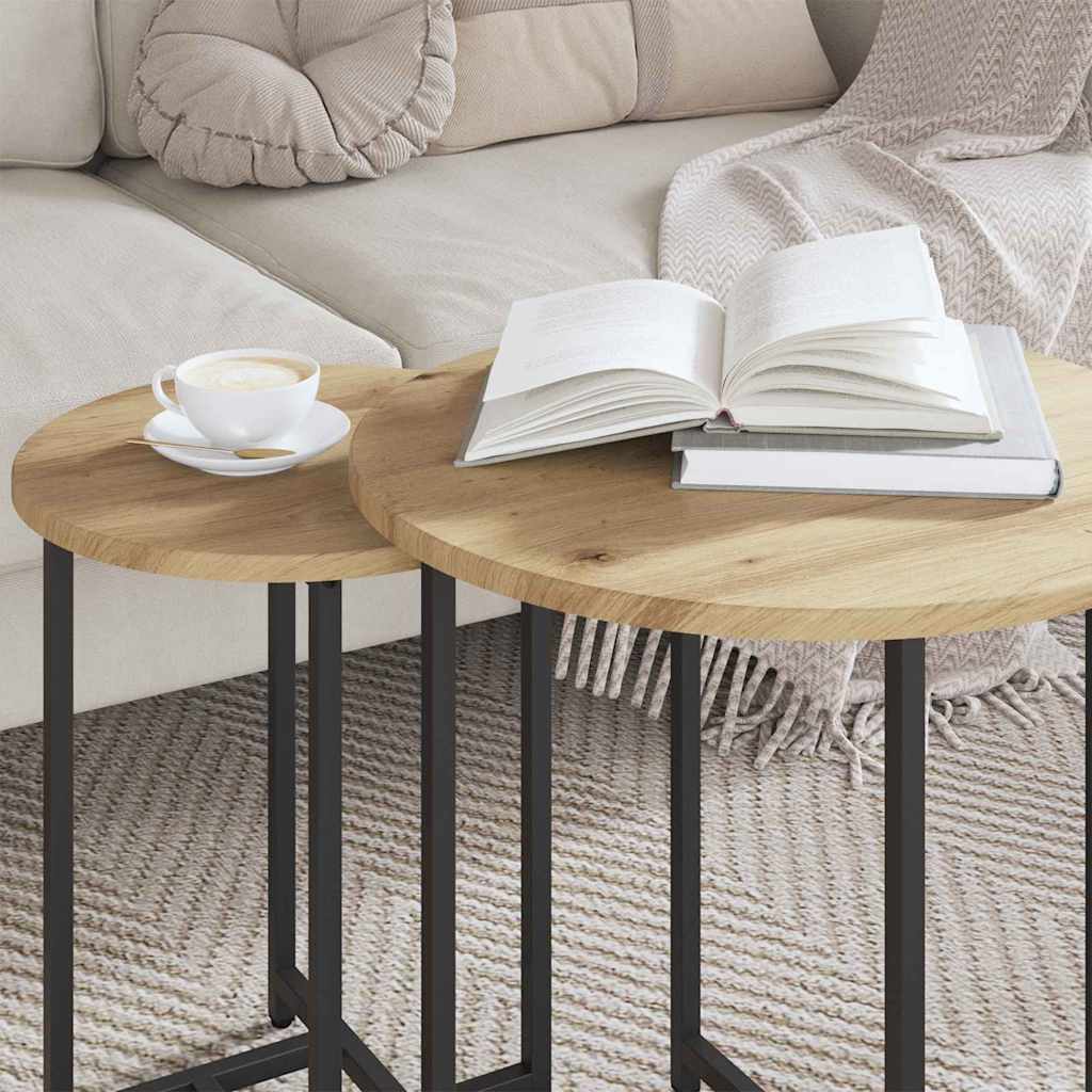 Beistelltisch-Set 2 Stk. Artisan Eiche und Schwarz