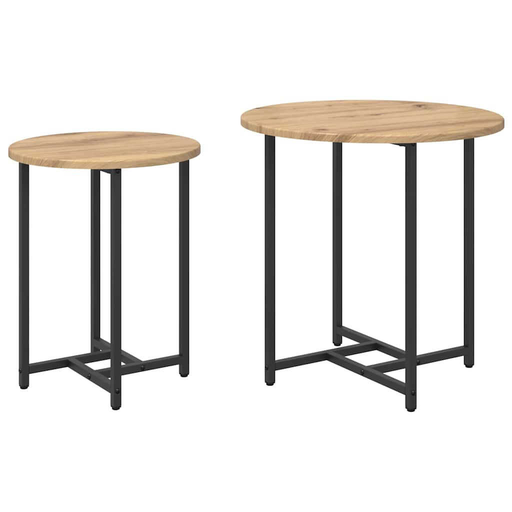 Beistelltisch-Set 2 Stk. Artisan Eiche und Schwarz