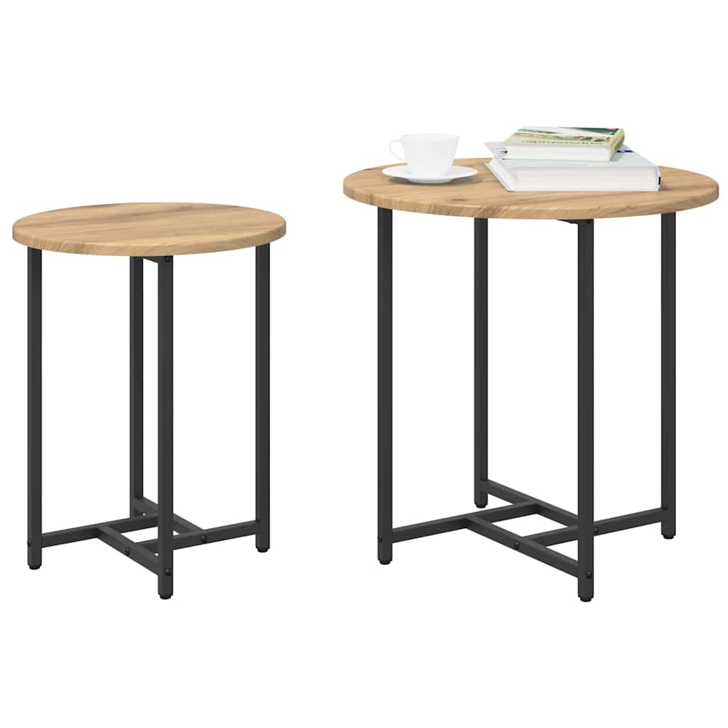 Beistelltisch-Set 2 Stk. Artisan Eiche und Schwarz