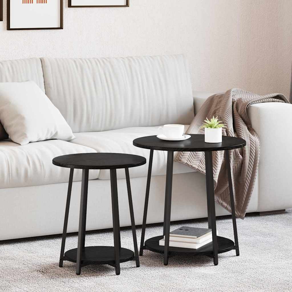 Beistelltisch-Set 2 stk. Schwarz Eichen-Optik 50 x 50 x 51 cm