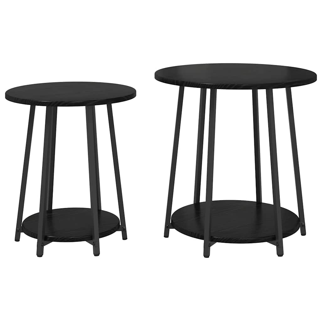 Beistelltisch-Set 2 stk. Schwarz Eichen-Optik 50 x 50 x 51 cm