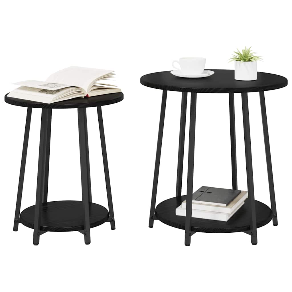 Beistelltisch-Set 2 stk. Schwarz Eichen-Optik 50 x 50 x 51 cm