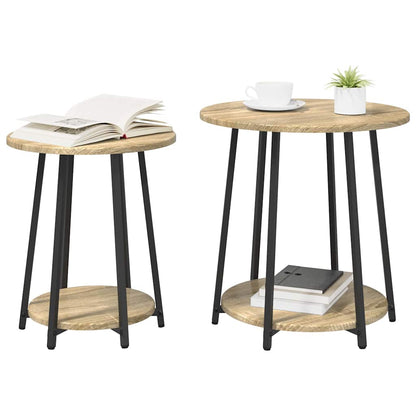 Beistelltisch-Set 2 stk. Sonoma Eiche und Schwarz