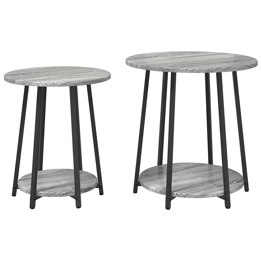 Beistelltisch-Set 2 stk. Grau Sonoma und Schwarz