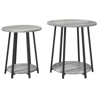 Beistelltisch-Set 2 stk. Grau Sonoma und Schwarz