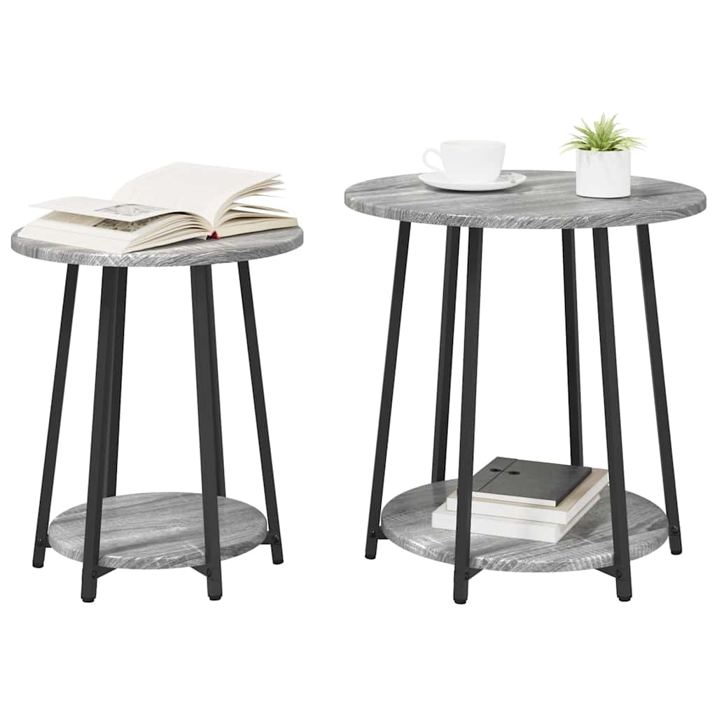 Beistelltisch-Set 2 stk. Grau Sonoma und Schwarz