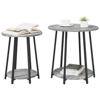 Beistelltisch-Set 2 stk. Grau Sonoma und Schwarz