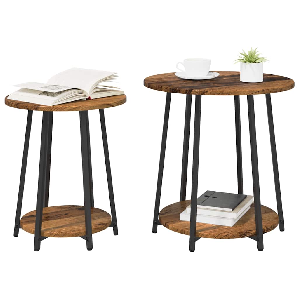 Beistelltisch-Set 2 stk. Altholz und Schwarz 50 x 50 x 51 cm