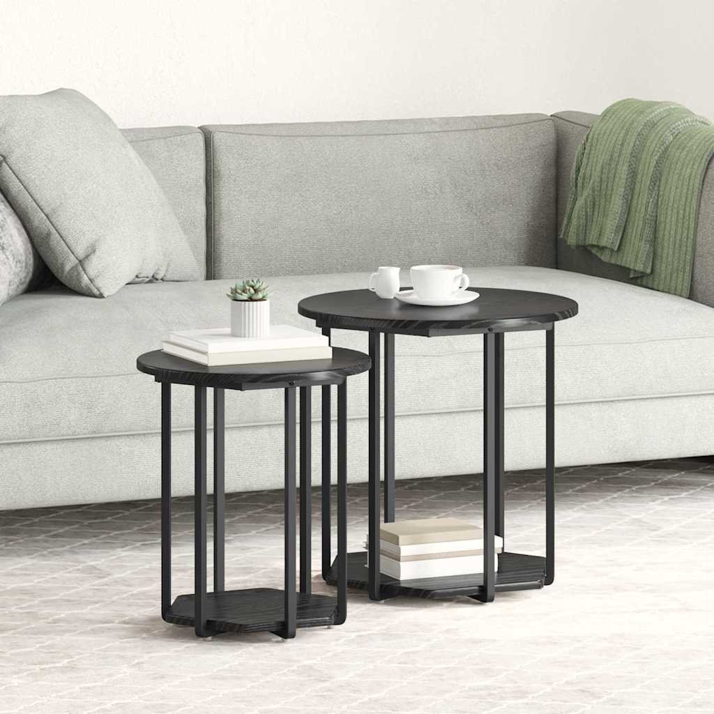 Beistelltisch-Set 2 stk. Schwarz Eichen-Optik 50 x 50 x 50,5 cm