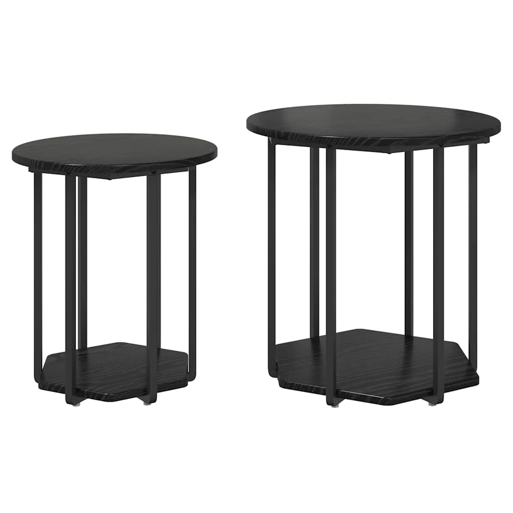 Beistelltisch-Set 2 stk. Schwarz Eichen-Optik 50 x 50 x 50,5 cm