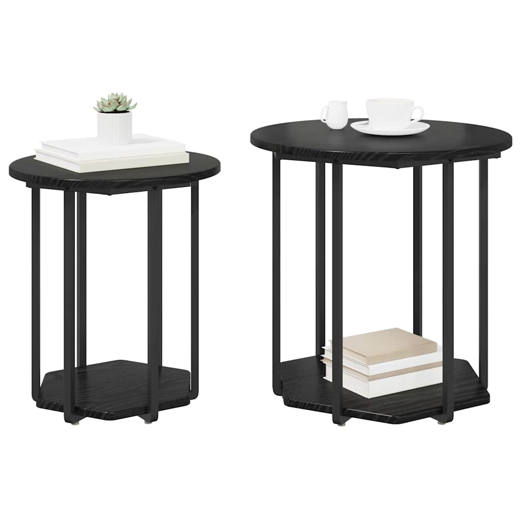 Beistelltisch-Set 2 stk. Schwarz Eichen-Optik 50 x 50 x 50,5 cm