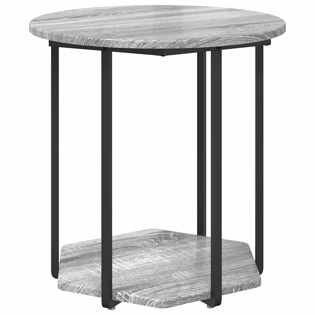 Beistelltisch-Set mit Regal 2 pcs Grau Sonoma und Schwarz