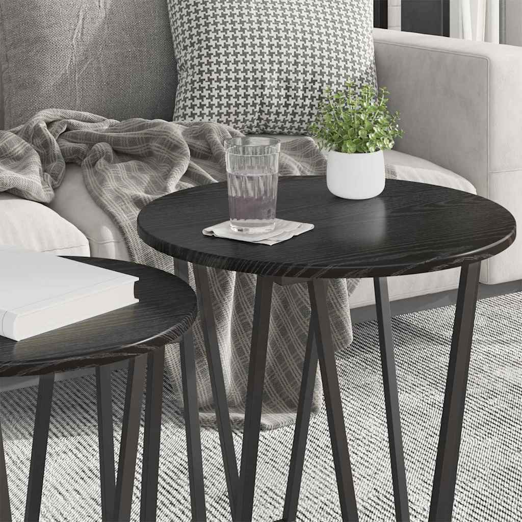 Beistelltisch-Set 2 stk. Schwarz Eichen-Optik 50 x 50 x 50,5 cm