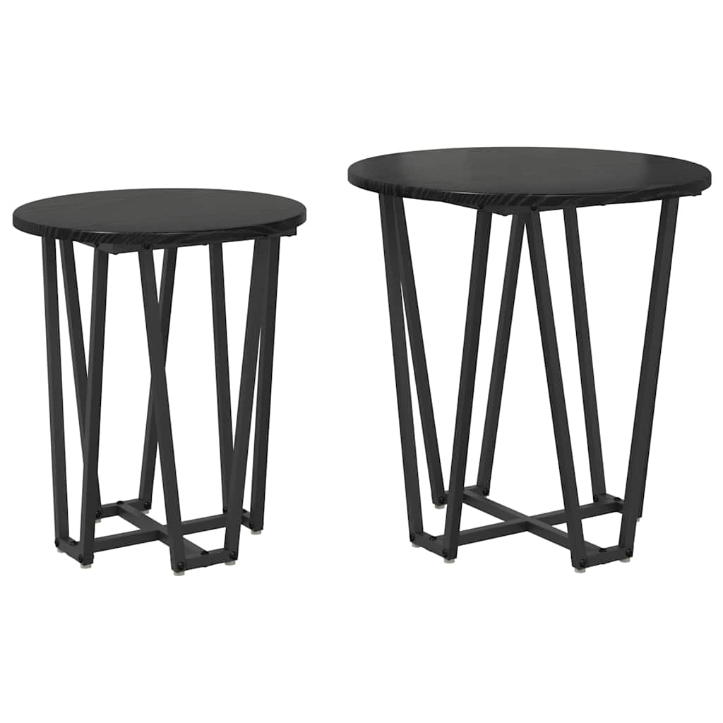 Beistelltisch-Set 2 stk. Schwarz Eichen-Optik 50 x 50 x 50,5 cm