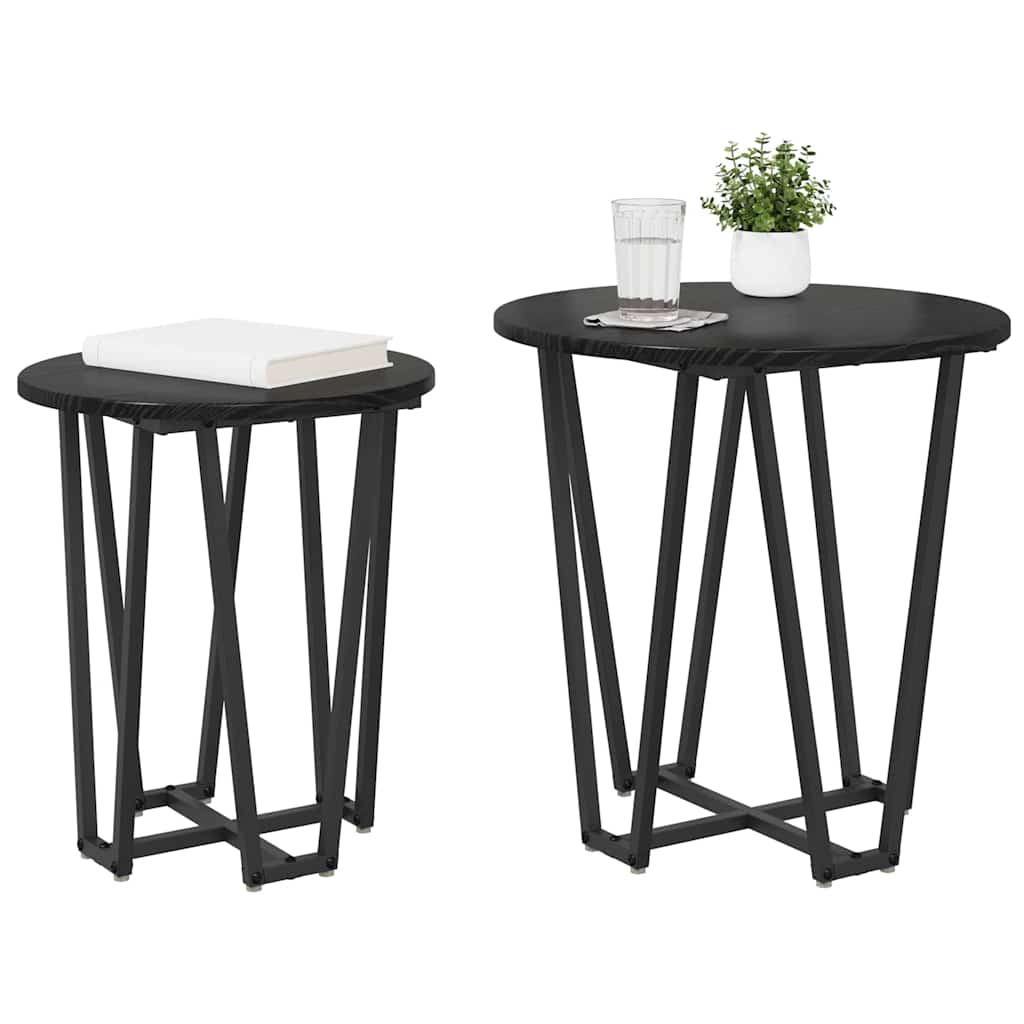 Beistelltisch-Set 2 stk. Schwarz Eichen-Optik 50 x 50 x 50,5 cm