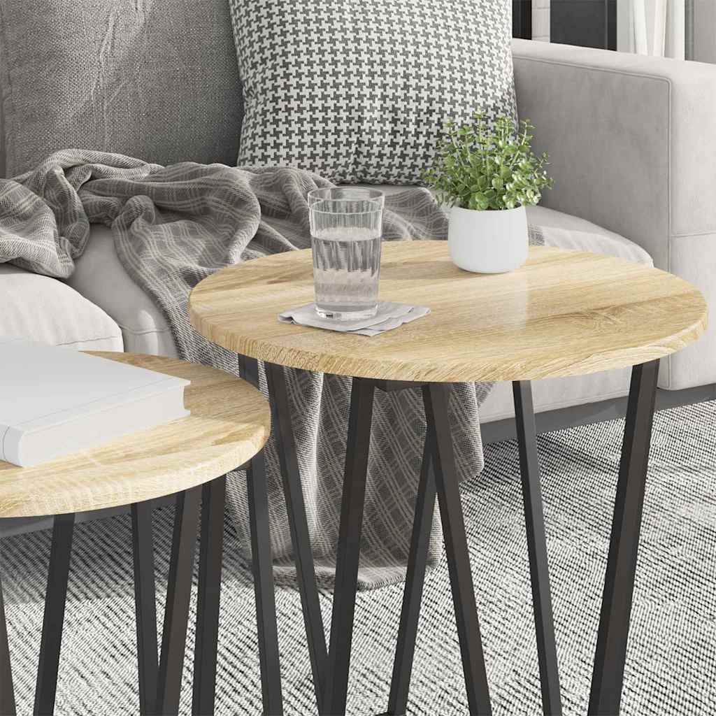 Beistelltisch-Set 2 stk. Sonoma Eiche und Schwarz
