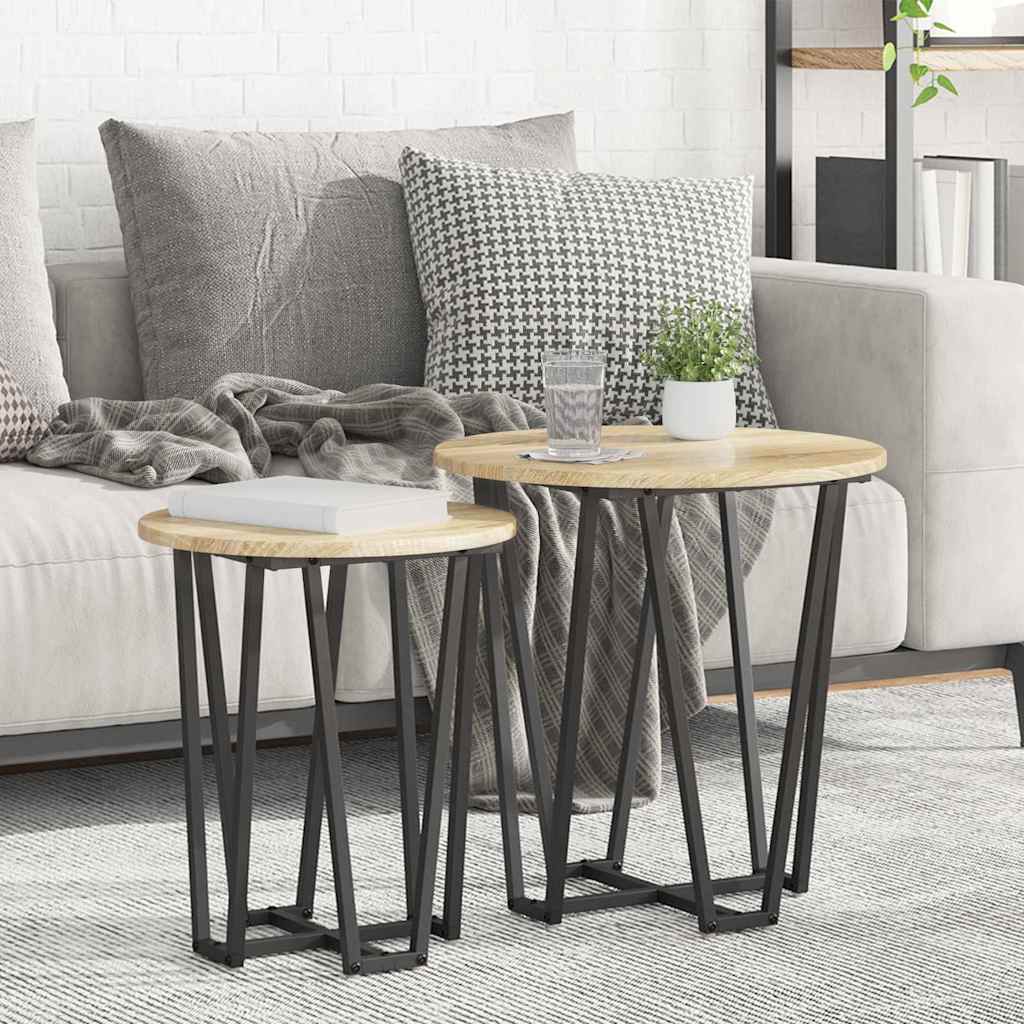 Beistelltisch-Set 2 stk. Sonoma Eiche und Schwarz