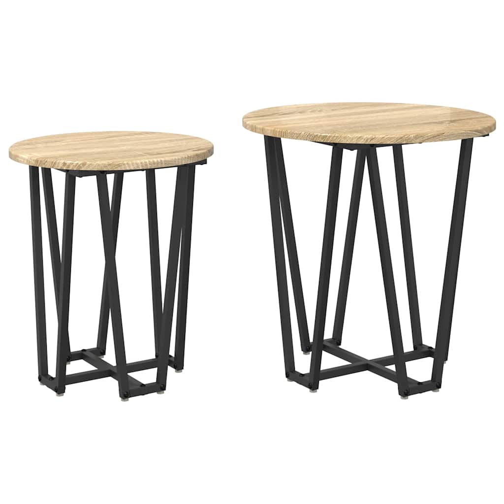 Beistelltisch-Set 2 stk. Sonoma Eiche und Schwarz