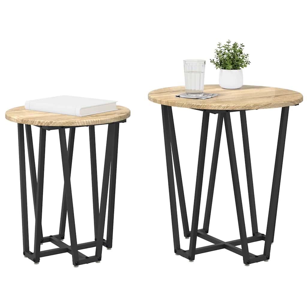 Beistelltisch-Set 2 stk. Sonoma Eiche und Schwarz