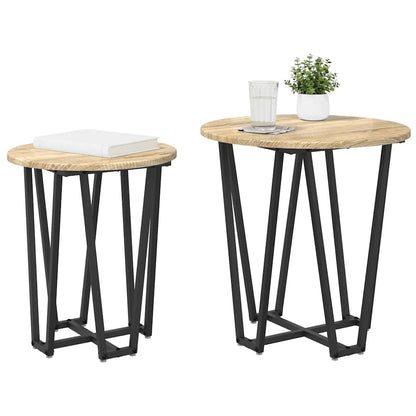 Beistelltisch-Set 2 stk. Sonoma Eiche und Schwarz