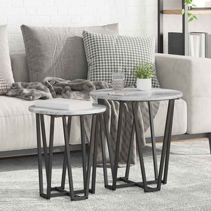 Beistelltisch-Set 2 stk. Grau Sonoma und Schwarz