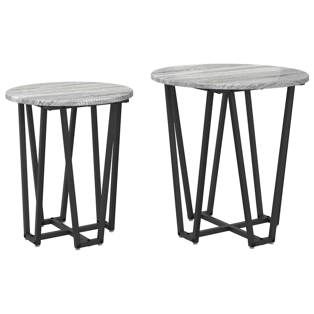Beistelltisch-Set 2 stk. Grau Sonoma und Schwarz