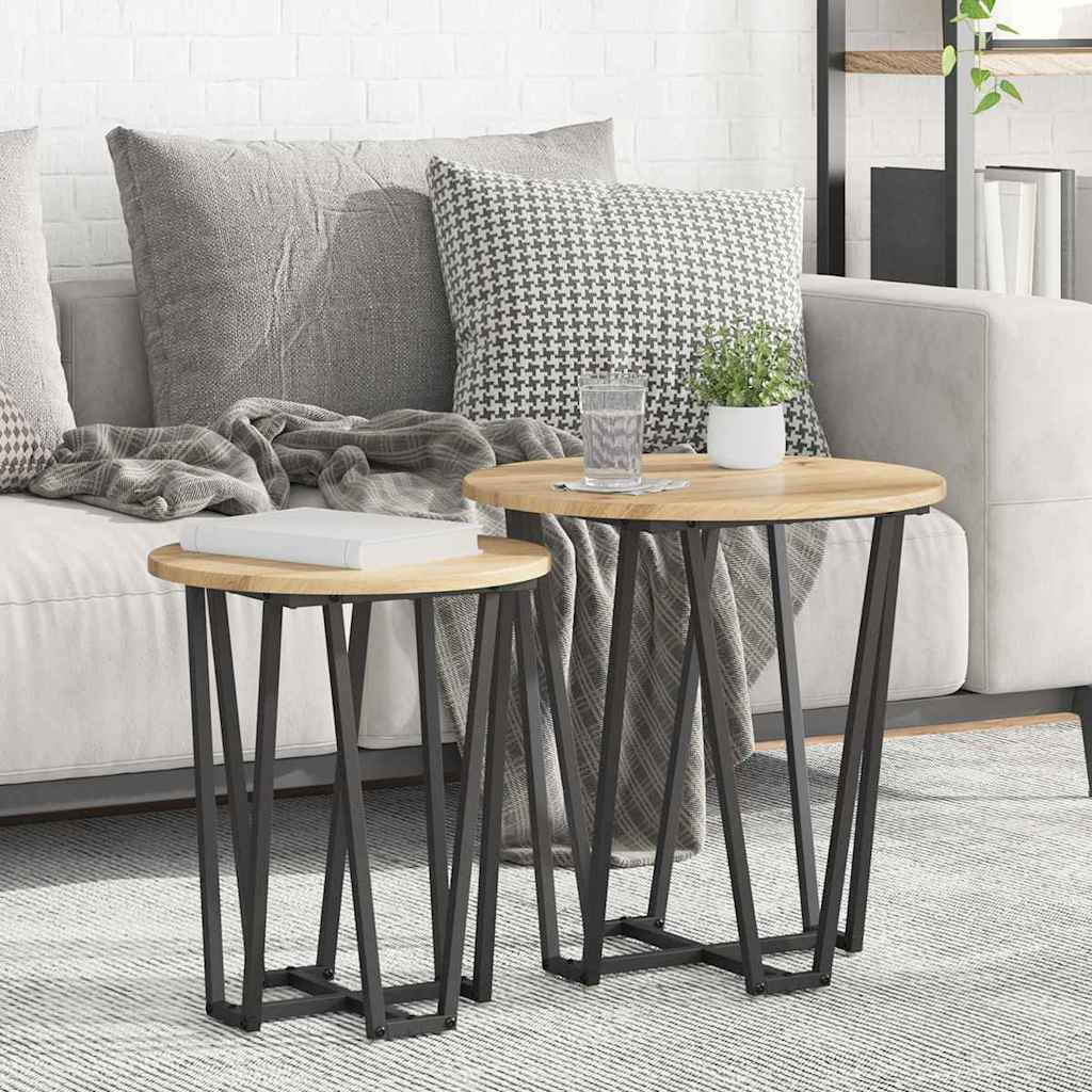Beistelltisch-Set 2 Stk. Artisan Eiche und Schwarz