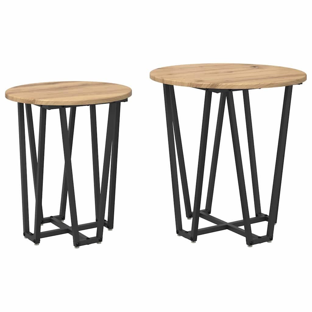 Beistelltisch-Set 2 Stk. Artisan Eiche und Schwarz