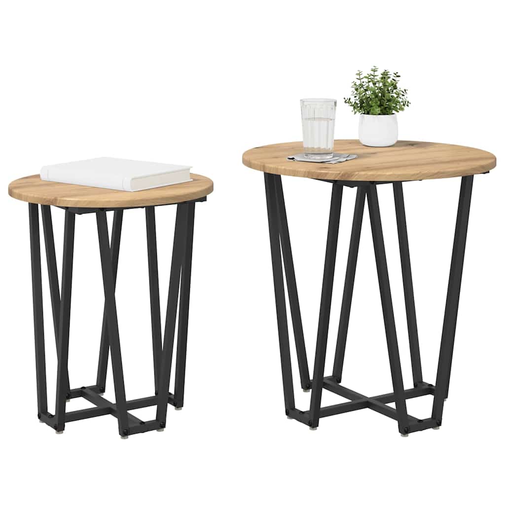 Beistelltisch-Set 2 Stk. Artisan Eiche und Schwarz