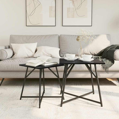 Beistelltisch-Set 2 stk. Schwarz Eichen-Optik 50 x 50 x 50 cm