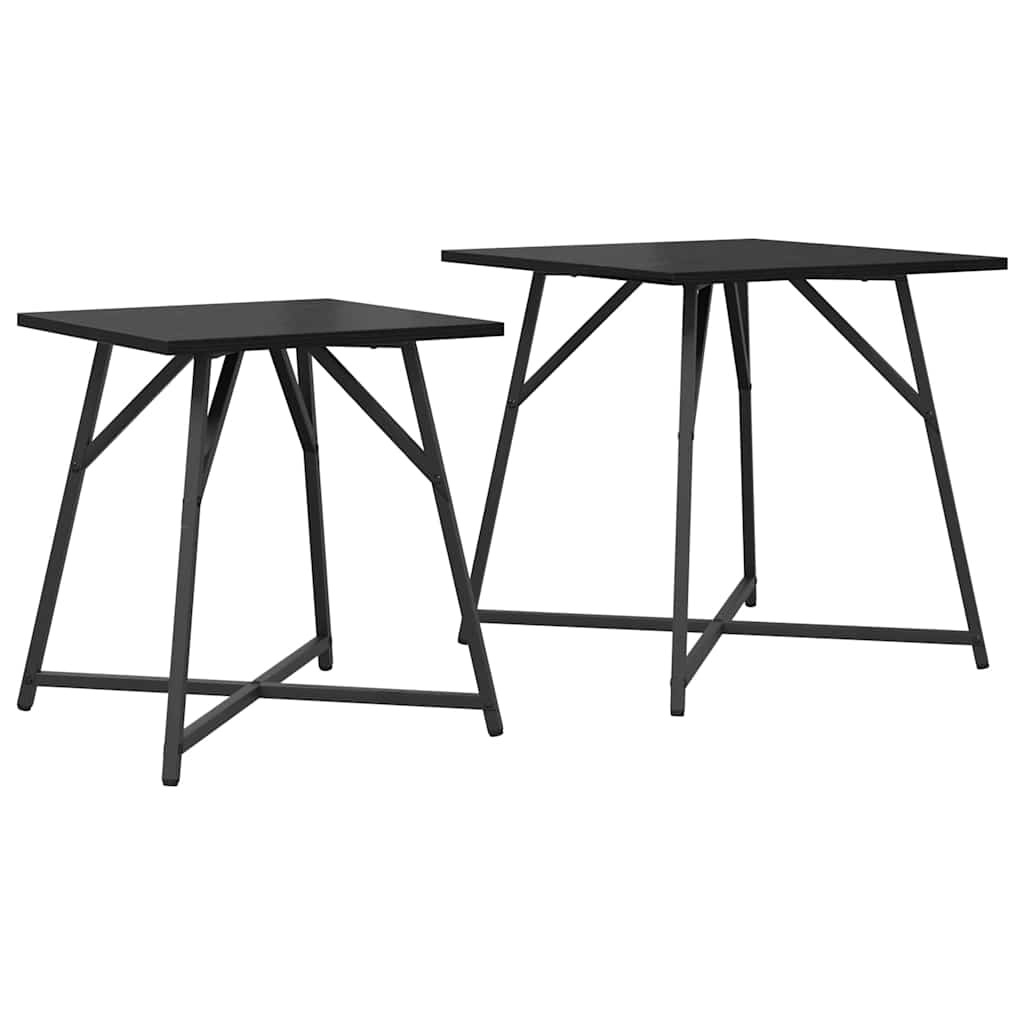 Beistelltisch-Set 2 stk. Schwarz Eichen-Optik 50 x 50 x 50 cm