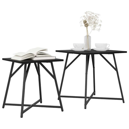 Beistelltisch-Set 2 stk. Schwarz Eichen-Optik 50 x 50 x 50 cm
