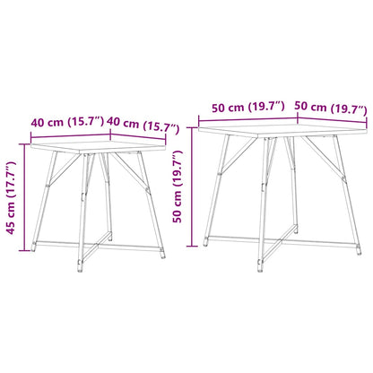 Beistelltisch-Set 2 stk. Schwarz Eichen-Optik 50 x 50 x 50 cm