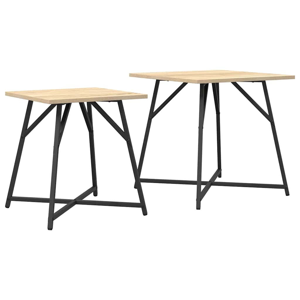 Beistelltisch-Set 2 stk. Sonoma Eiche und Schwarz