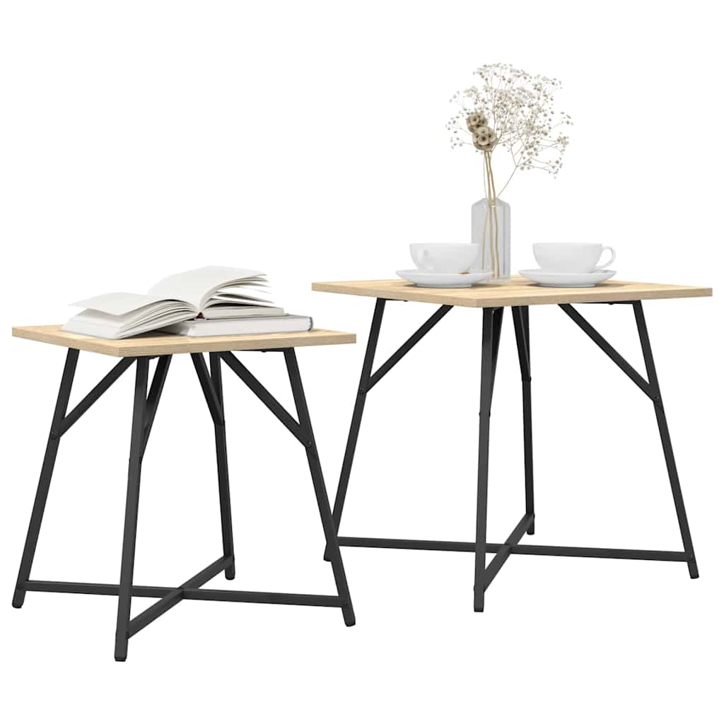 Beistelltisch-Set 2 stk. Sonoma Eiche und Schwarz