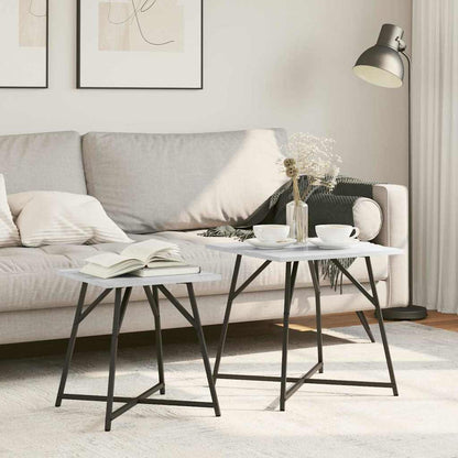 Beistelltisch-Set 2 stk. Grau Sonoma und Schwarz