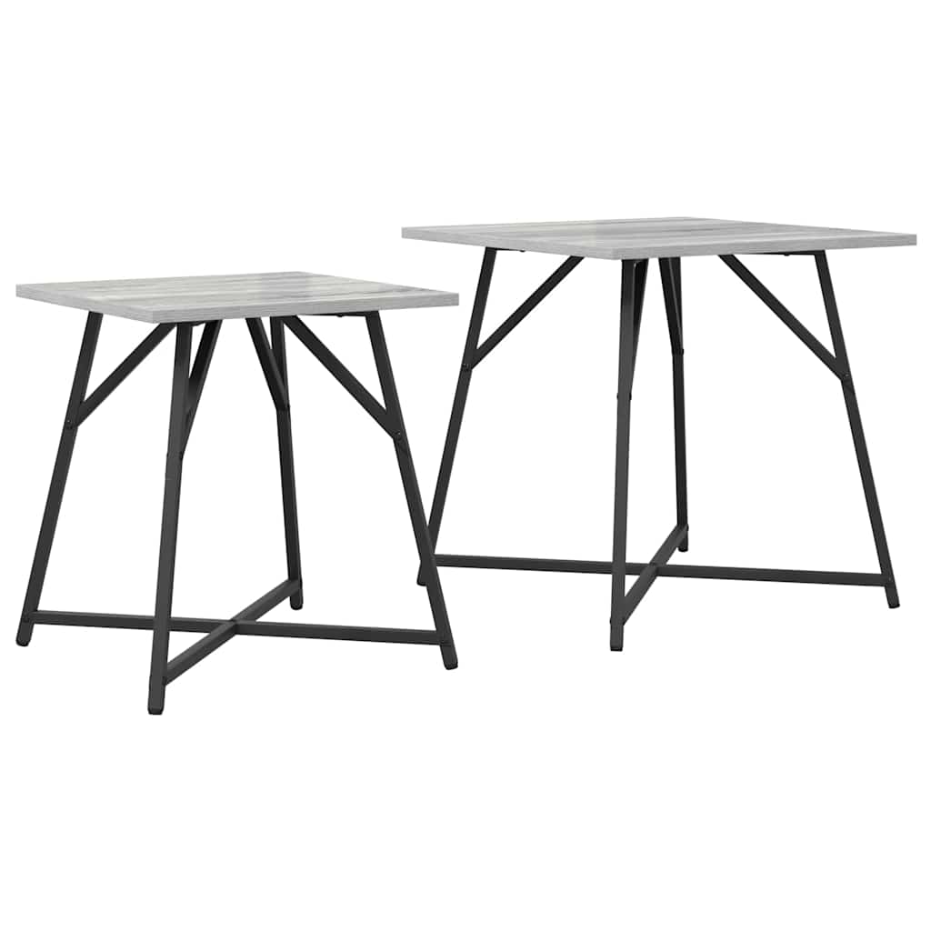 Beistelltisch-Set 2 stk. Grau Sonoma und Schwarz