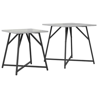 Beistelltisch-Set 2 stk. Grau Sonoma und Schwarz