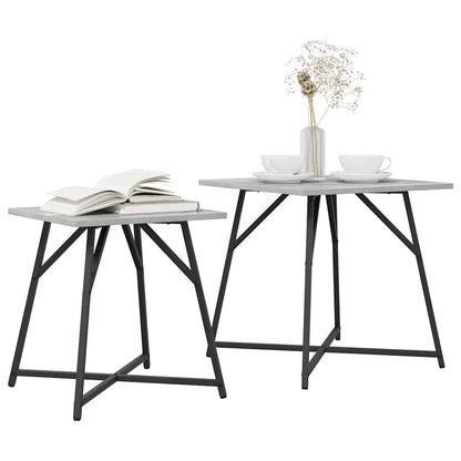 Beistelltisch-Set 2 stk. Grau Sonoma und Schwarz