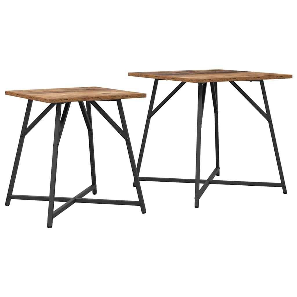 Beistelltisch-Set 2 stk. Altholz und Schwarz 50 x 50 x 50 cm