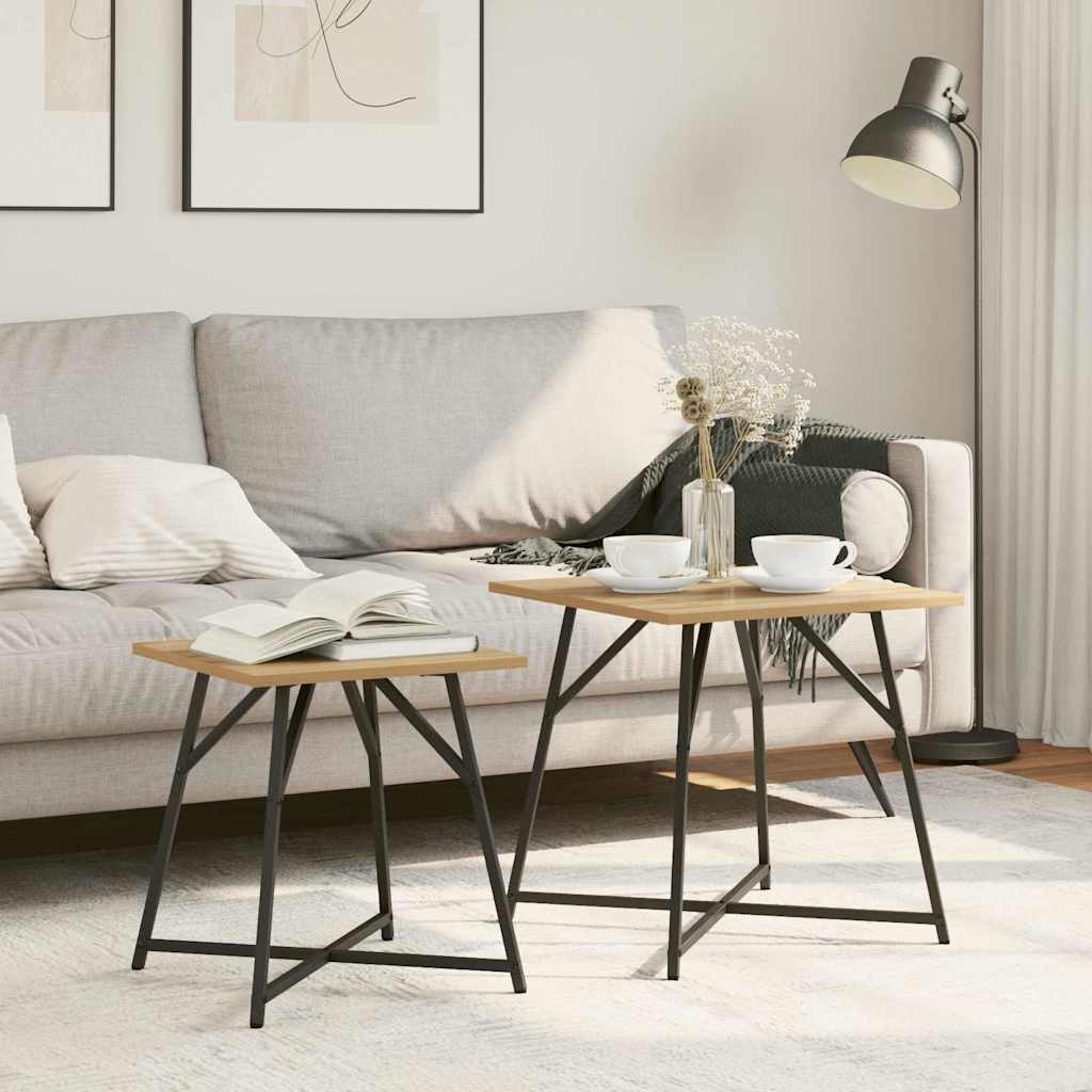 Beistelltisch-Set 2 Stk. Artisan Eiche und Schwarz