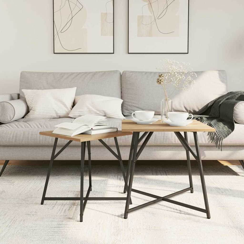 Beistelltisch-Set 2 Stk. Artisan Eiche und Schwarz