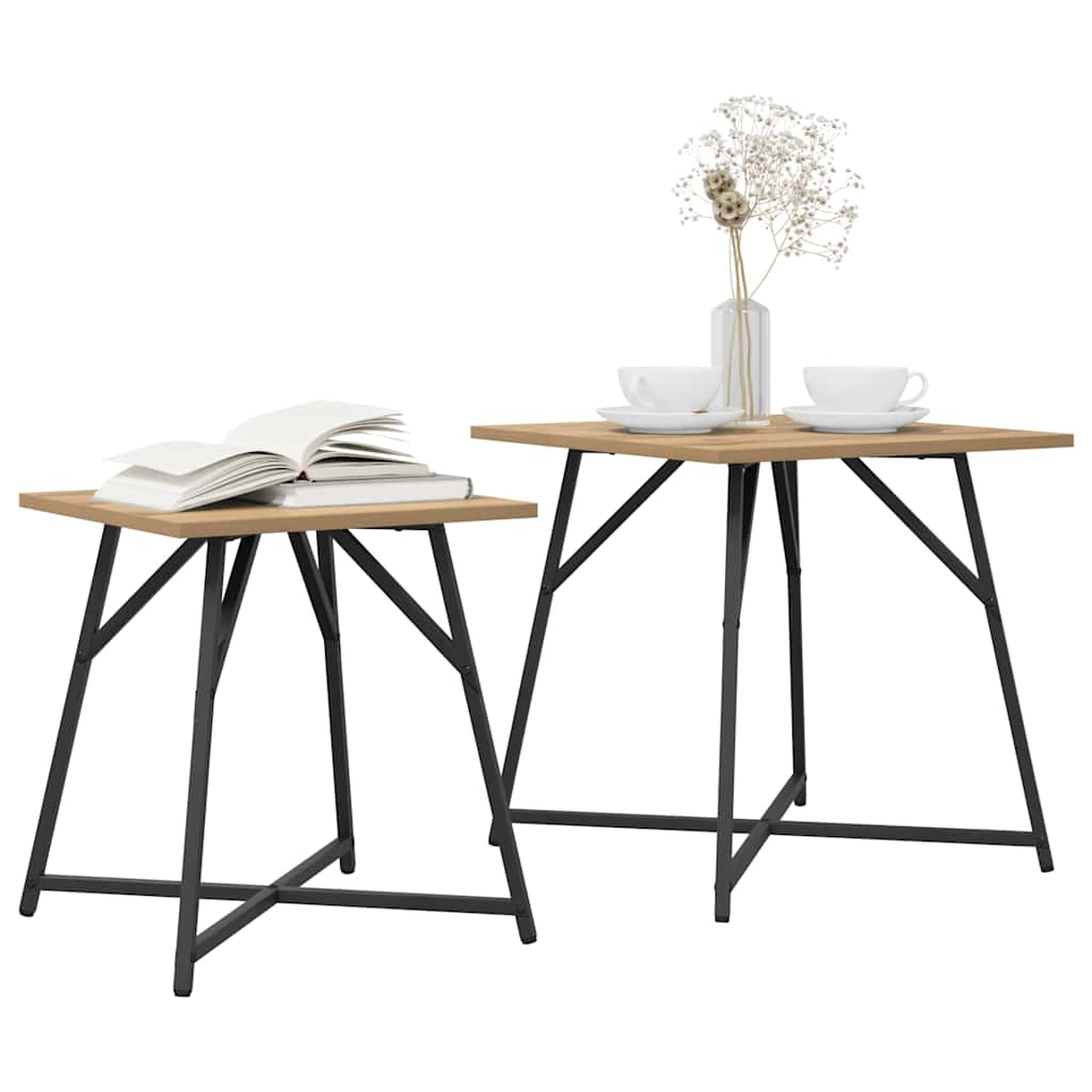 Beistelltisch-Set 2 Stk. Artisan Eiche und Schwarz