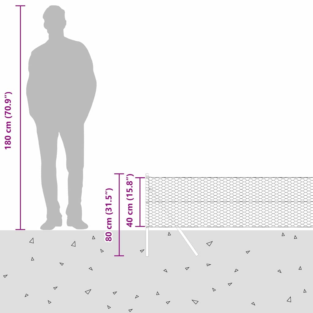 Ground Fix Geschweißter Drahtzaun 10 x 0,4 m (B x H)